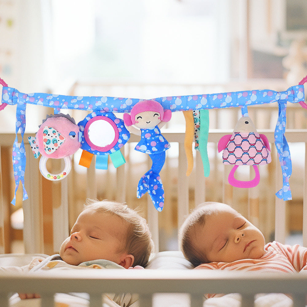 Caterbee Baby Stroller Mobile Chain Toy Plush Crib Hanging Toy with Mermaid Theme
