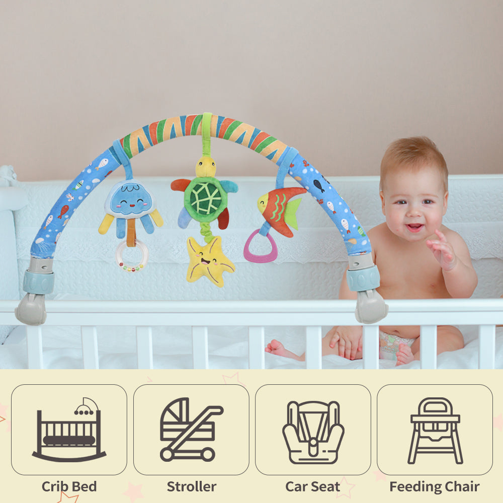 Caterbee Baby Arch Toy – Jungle Stroller & Car Seat Activity Bar (0M+) Sea