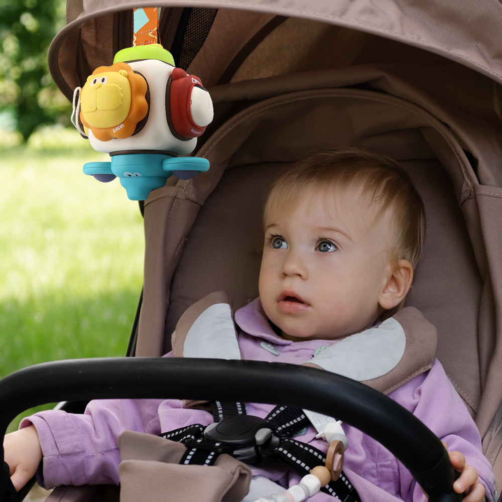 Caterbee Baby Stroller Hanging Toy – Clip & Go Multi-Activity Mobile with Animal Characters