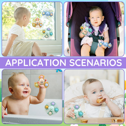 Caterbee Baby Suction Cup Spinner Toy – Space-Themed Sensory Toy with Lights & Music for Endless Fun