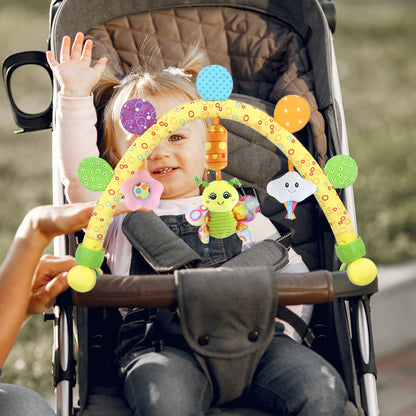 Flexible Arch Baby Car Seat Toy，Plush Hanging Stroller & Bassinet Toy for Infants & Toddlers | Sensory & Motor Skill Development