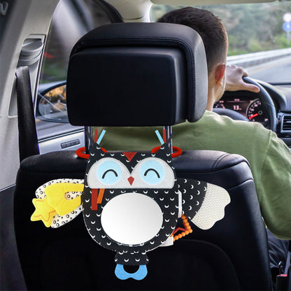 Caterbee Black & White Baby Toy with In-Sight Car Mirror – Sensory Hanging Toy for Travel & Tummy Time