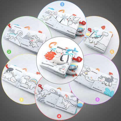 Baby Soft Crinkle Book Toy Set, Sensory Activity Books with Dinosaur Themes for Early Learning 2 Pcs