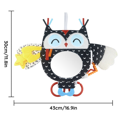 Caterbee Black & White Baby Toy with In-Sight Car Mirror – Sensory Hanging Toy for Travel & Tummy Time
