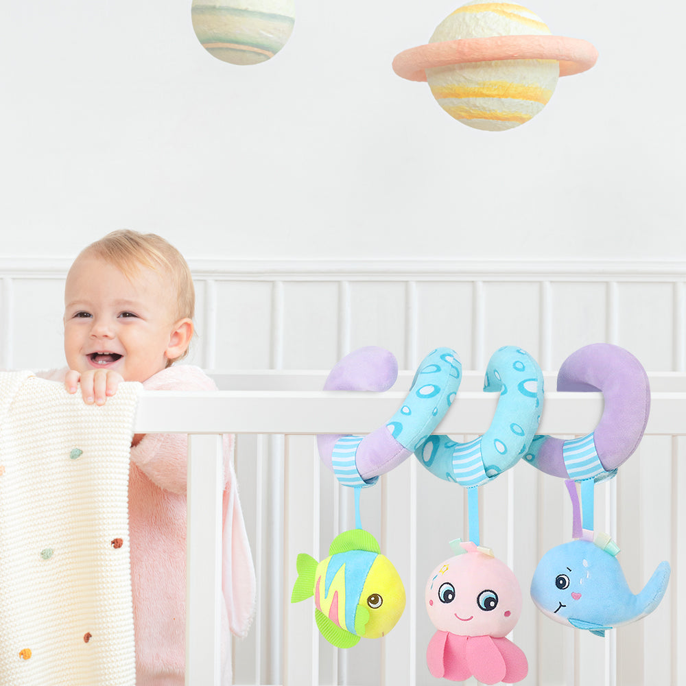 Caterbee Baby Activity Spiral Plush Car Seat Toy – Ocean Theme