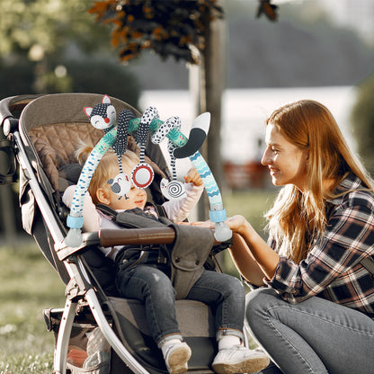 Baby Arch Toy Set Activity Stretch & Spiral Hanging toy with High-Contrast Black & White