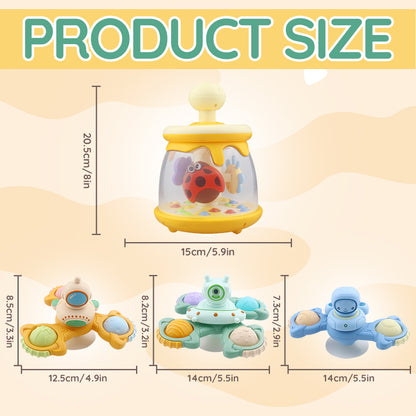 Caterbee Baby Push & Spin Toy with Ladybug & Suction Cup UFO