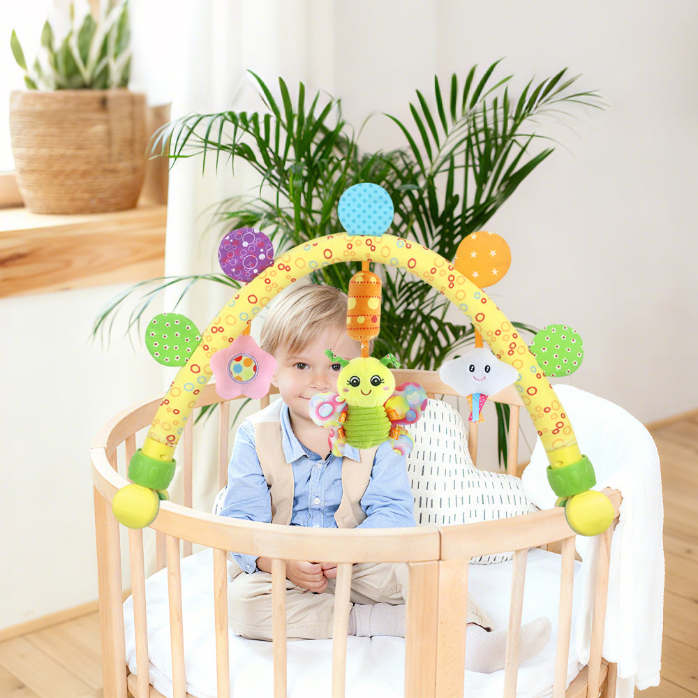 Flexible Arch Baby Car Seat Toy，Plush Hanging Stroller & Bassinet Toy for Infants & Toddlers | Sensory & Motor Skill Development
