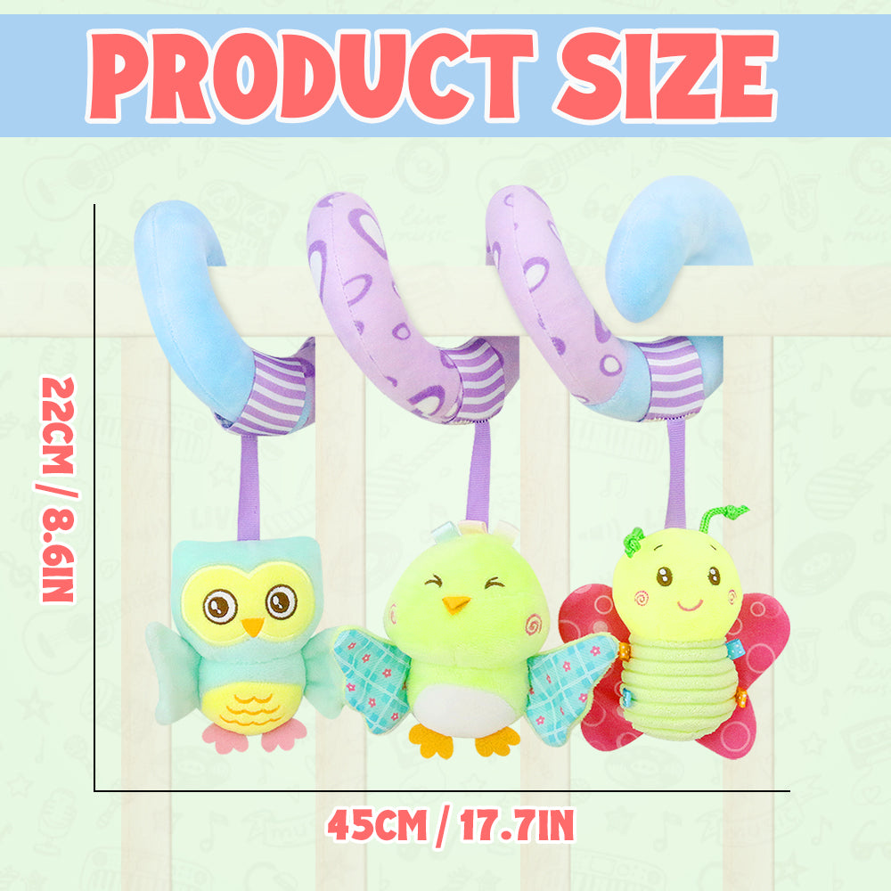 Caterbee Baby Car Seat Toys Stroller Activity Spiral Plush Bar Toy (Sky)