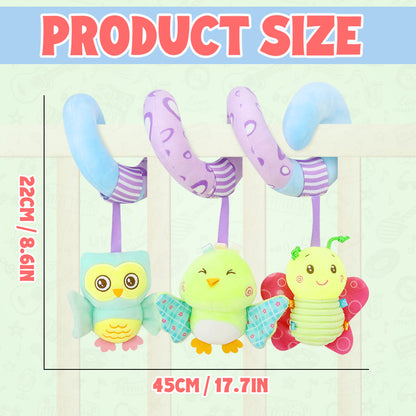 Caterbee Baby Car Seat Toys Stroller Activity Spiral Plush Bar Toy (Sky)