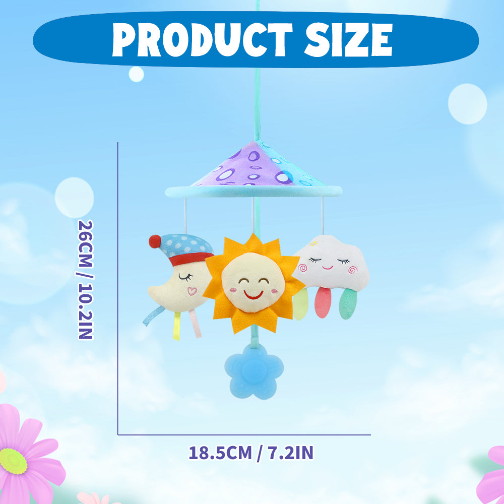 Caterbee Baby Pram Mobile Toy – Hanging Car Roof Handle Toy with Rattles & Teether