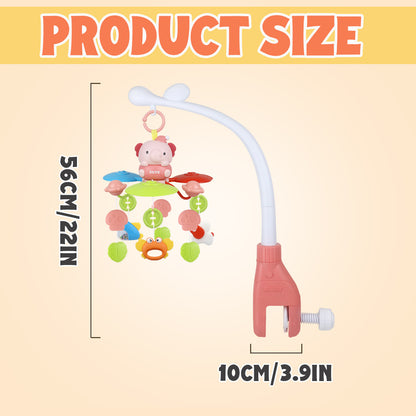 Caterbee Baby Cot Mobile Toy with Light, Projector & Bluetooth (Pink)