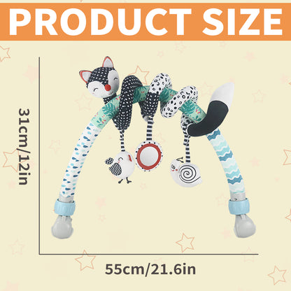 Baby Arch Toy Set Activity Stretch & Spiral Hanging toy with High-Contrast Black & White