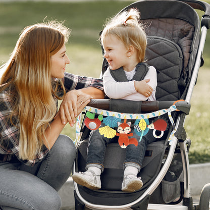 Caterbee Baby Stroller Mobile Chain Toy – Plush Crib Hanging Toy with Mermaid & Ocean Theme, Crinkle Sounds & Mirror for Sensory Play