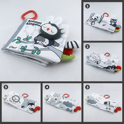 Black & White Baby Activity Arch Toy – Travel Mobile Toy Bar with Hanging Animals for Strollers, Cribs & More