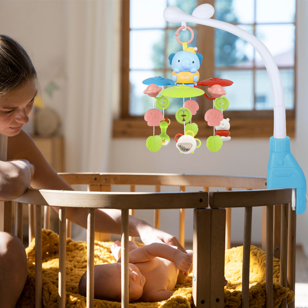 Caterbee Baby Cot Mobile Toy with Light, Projector & Bluetooth (Blue)