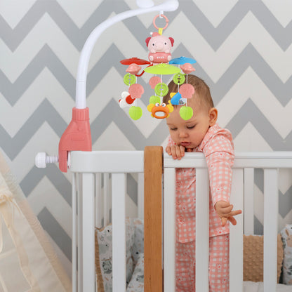 Caterbee Baby Cot Mobile Toy with Light, Projector & Bluetooth (Pink)