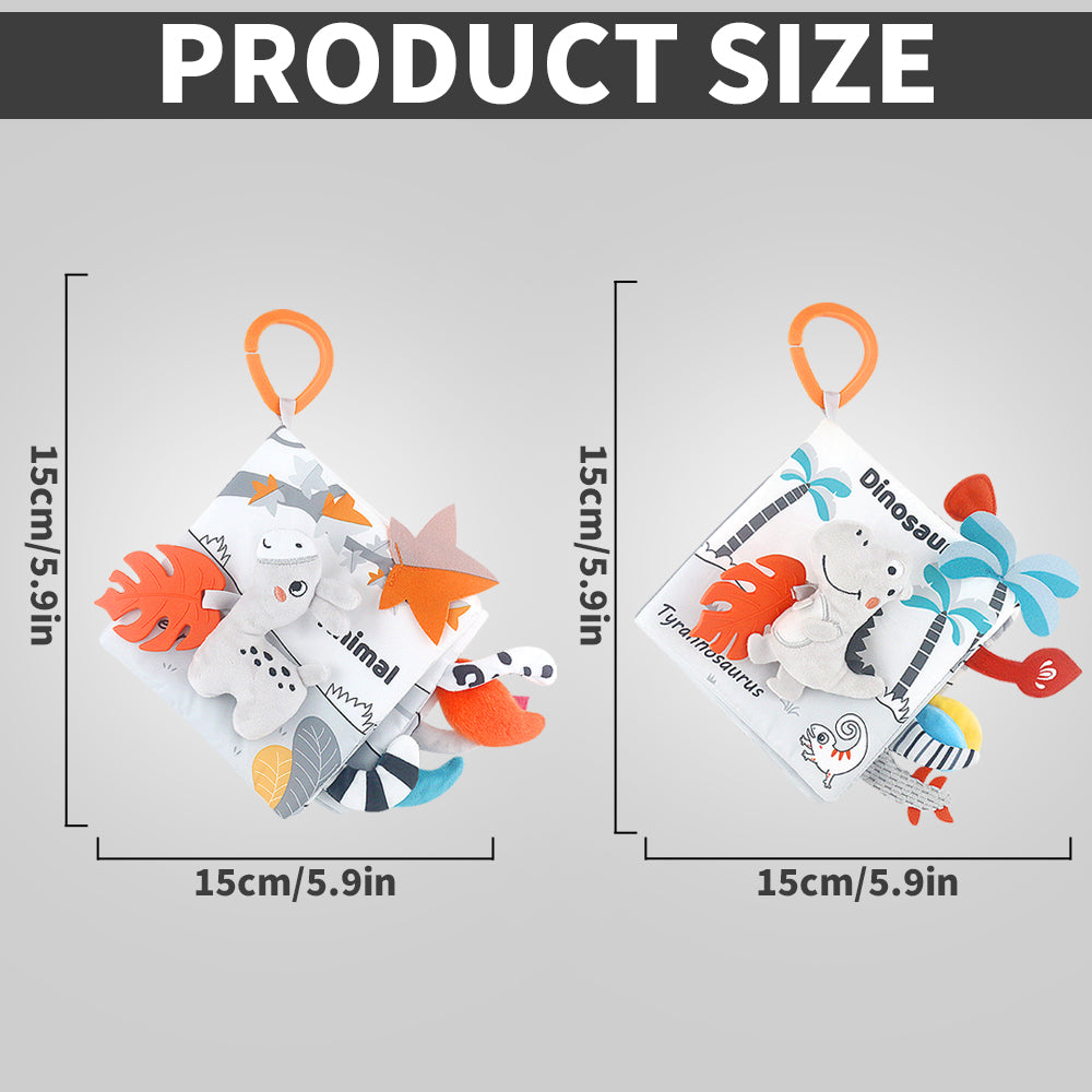 Baby Soft Crinkle Book Toy Set, Sensory Activity Books with Dinosaur Themes for Early Learning 2 Pcs