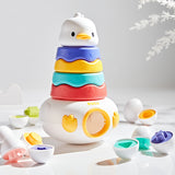 Circles stacking ring toy with duck Shape for Baby Develop Fine Motor Skills, Colors, and Patterns Recognition