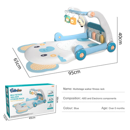 Caterbee 2-in-1 Baby Piano Play Mat & Sit-to-Stand Learning Walker with Music & Light