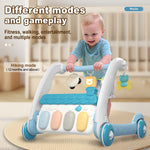 2 in 1 Baby Piano Play Mat & Sit to Stand Learning Walker Toy with music and light