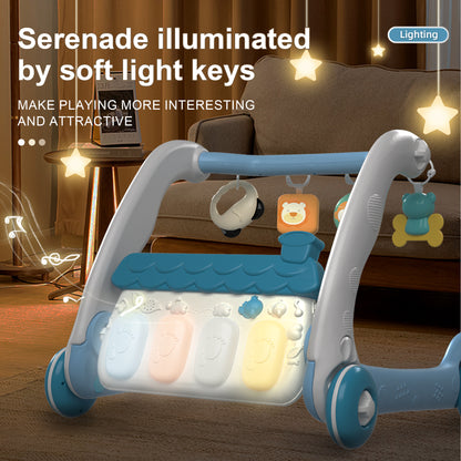 Caterbee 2-in-1 Baby Piano Play Mat & Sit-to-Stand Learning Walker with Music & Light