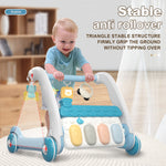 2 in 1 Baby Piano Play Mat & Sit to Stand Learning Walker Toy with music and light