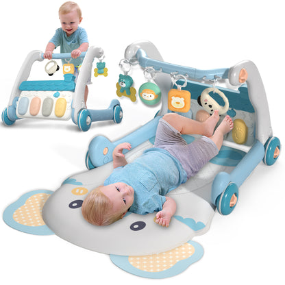 Caterbee 2-in-1 Baby Piano Play Mat & Sit-to-Stand Learning Walker with Music & Light