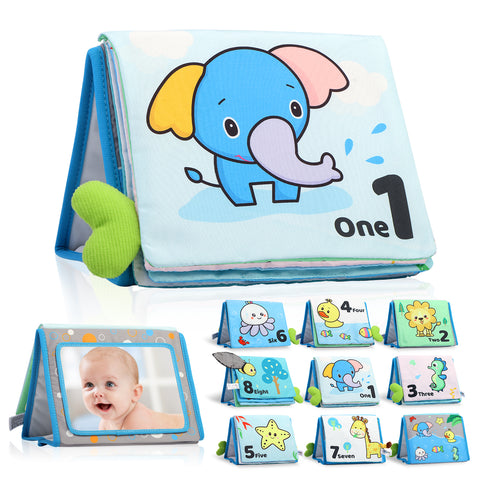 Baby Tummy time Soft Crinkle Activity Book with Mirror