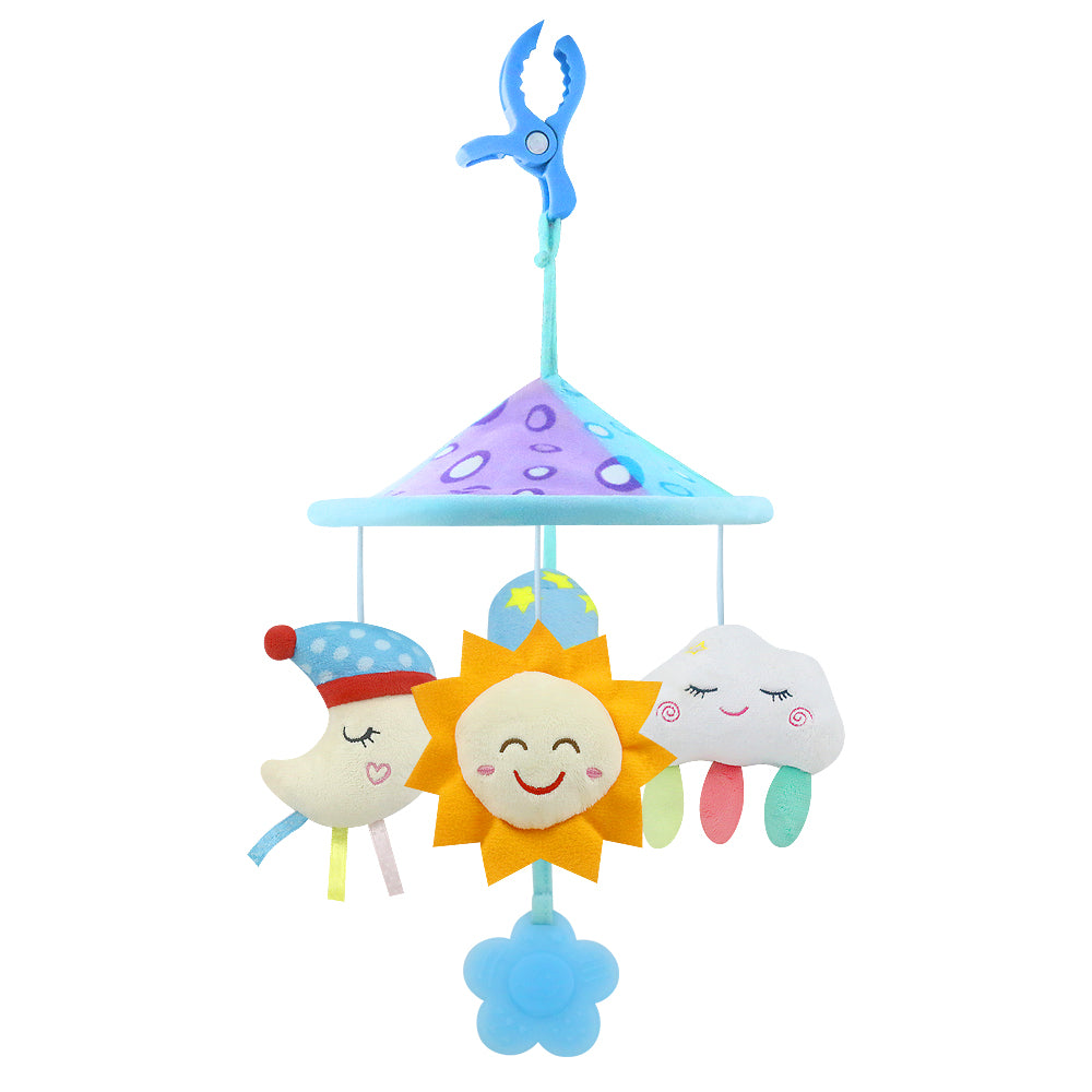 Caterbee Baby Pram Mobile Toy – Hanging Car Roof Handle Toy with Rattles & Teether