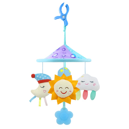 Caterbee Baby Pram Mobile Toy – Hanging Car Roof Handle Toy with Rattles & Teether