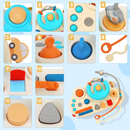 Baby Steering Wheel Montessori Toy – Interactive Sensory Busy Board for Skill Development