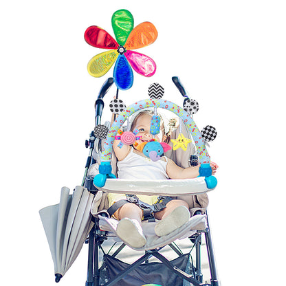 Caterbee Travel Arch Baby Bassinet Toy, Plush Hanging Pram & Stroller Toy for Infants & Toddlers | Sensory Development & Entertainment