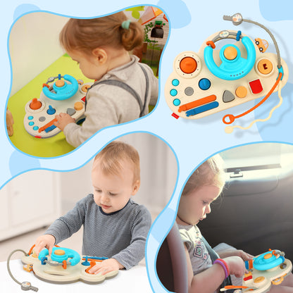 Baby Steering Wheel Montessori Toy – Interactive Sensory Busy Board for Skill Development
