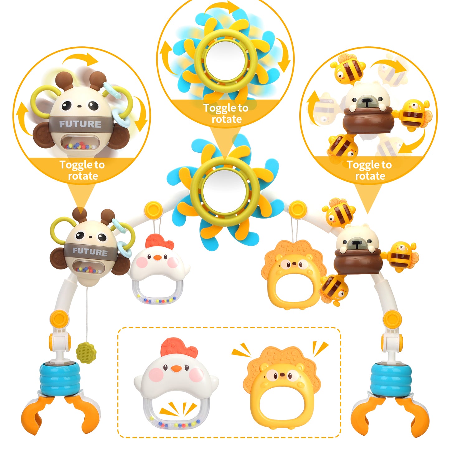 Baby bouncer toy bar