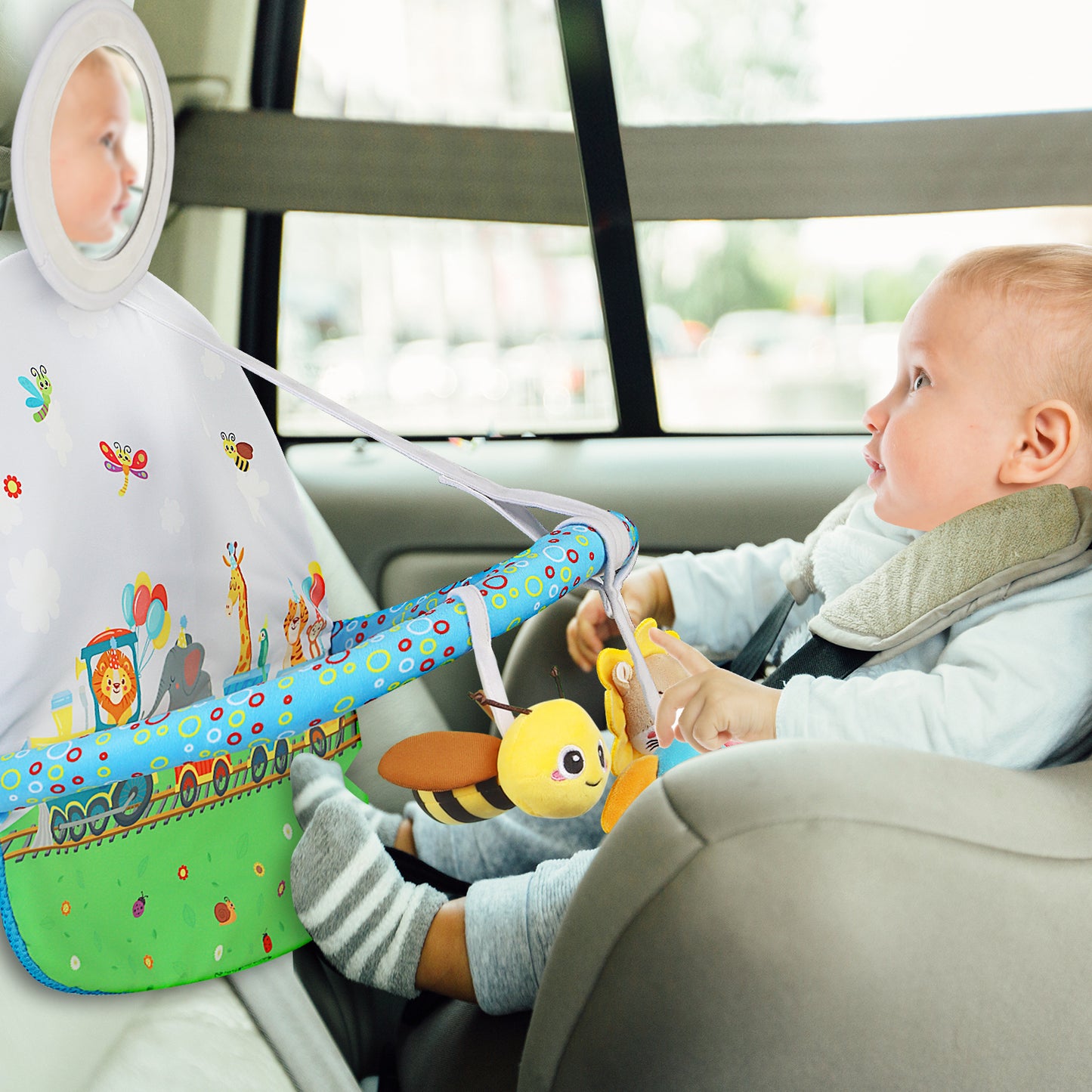 Baby Car Toy with Rear Mirror and Arch Activity Center