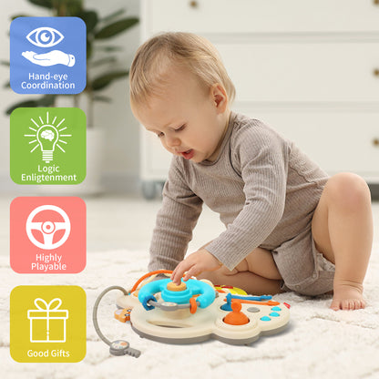 Baby Steering Wheel Montessori Toy – Interactive Sensory Busy Board for Skill Development