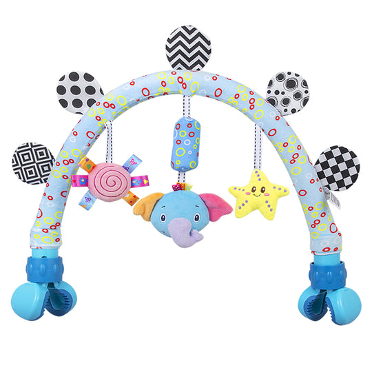 Caterbee Travel Arch Baby Bassinet Toy, Plush Hanging Pram & Stroller Toy for Infants & Toddlers | Sensory Development & Entertainment