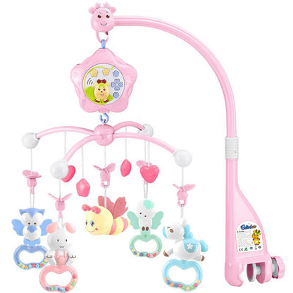 Baby Crib Mobiles Toys with Music, Projection and Lights (Bee-pink)