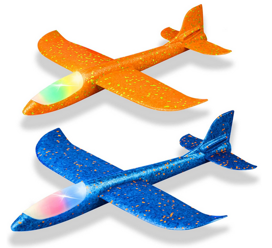 LED Light Airplane,17.5" Large Throwing 2 Flight Mode Glider Plane