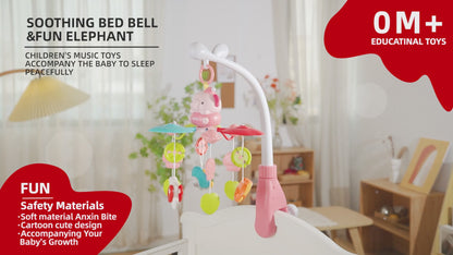 Caterbee Baby Cot Mobile Toy with Light, Projector & Bluetooth (Pink)