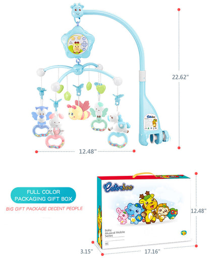 Caterbee Baby Mobile toys for Crib with Music, Lights & Remote Control (Blue-Bee)