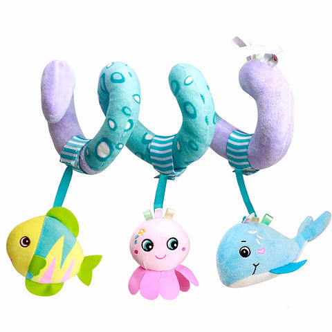 Caterbee Baby Activity Spiral Plush Car Seat Toys Stroller Bar Toy(Ocean)