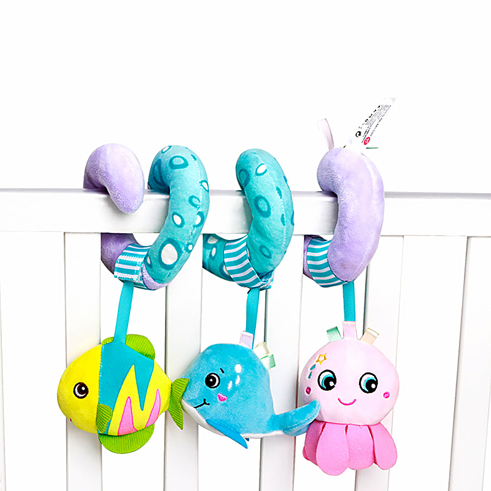 Caterbee Baby Activity Spiral Plush Car Seat Toys Stroller Bar Toy(Ocean)