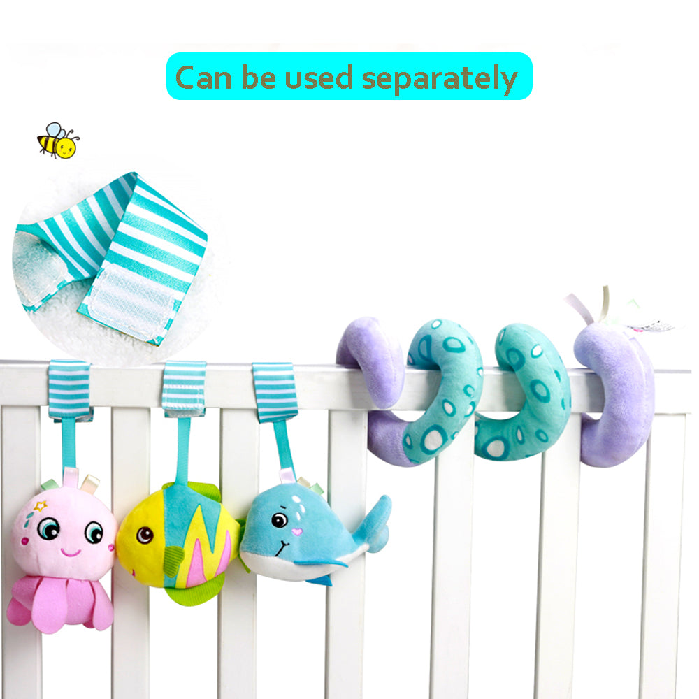 Caterbee Baby Activity Spiral Plush Car Seat Toys Stroller Bar Toy(Ocean)