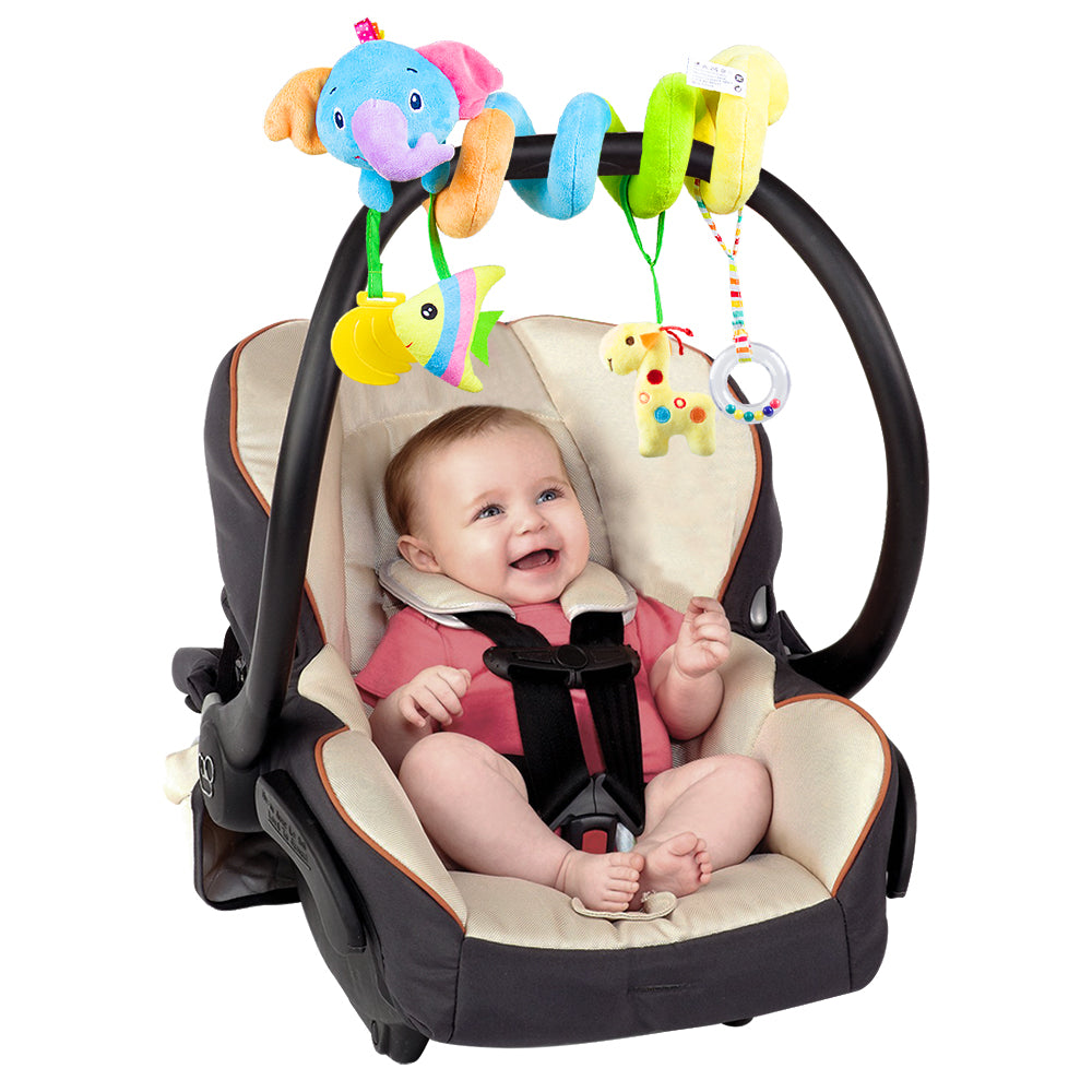 Baby Car Seat Toy with 4 Hanging Toys and Squeakers