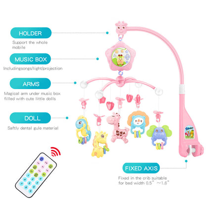 Caterbee 3-in-1 Baby Crib Mobile for Pack 'n Play wih Musical & Light-Up Remote Control & Projection