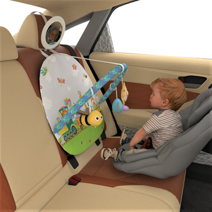 Caterbee Baby Car Toy with Rear Mirror & Arch Activity Center Interactive Travel Fun