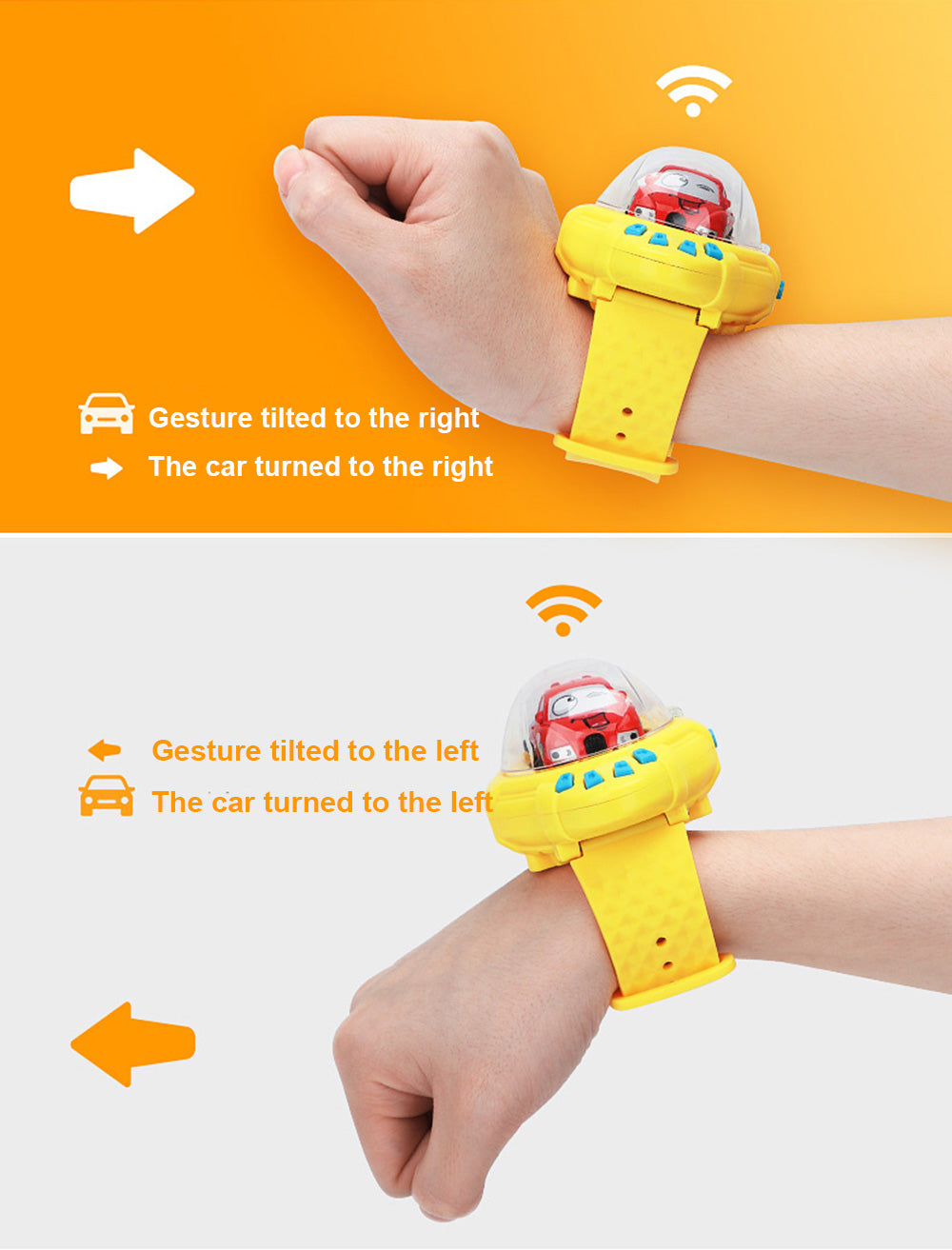 2 in 1 Watch Car Radio Remote Control Toy for Toddlers(Yellow)