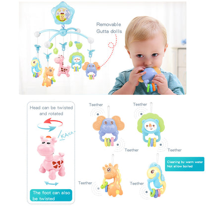 Baby Crib Mobiles Toys with Music, Projection and Lights (Bee-pink)